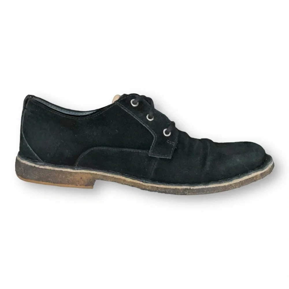 Ugg Mens 3269 Black Suede Lace‎ Up Oxfords Chaucer Sheepskin Interior Shoes 10.5